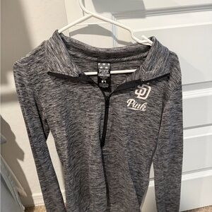 PINK Victoria's Secret Gray Quarter-Zip Jacket